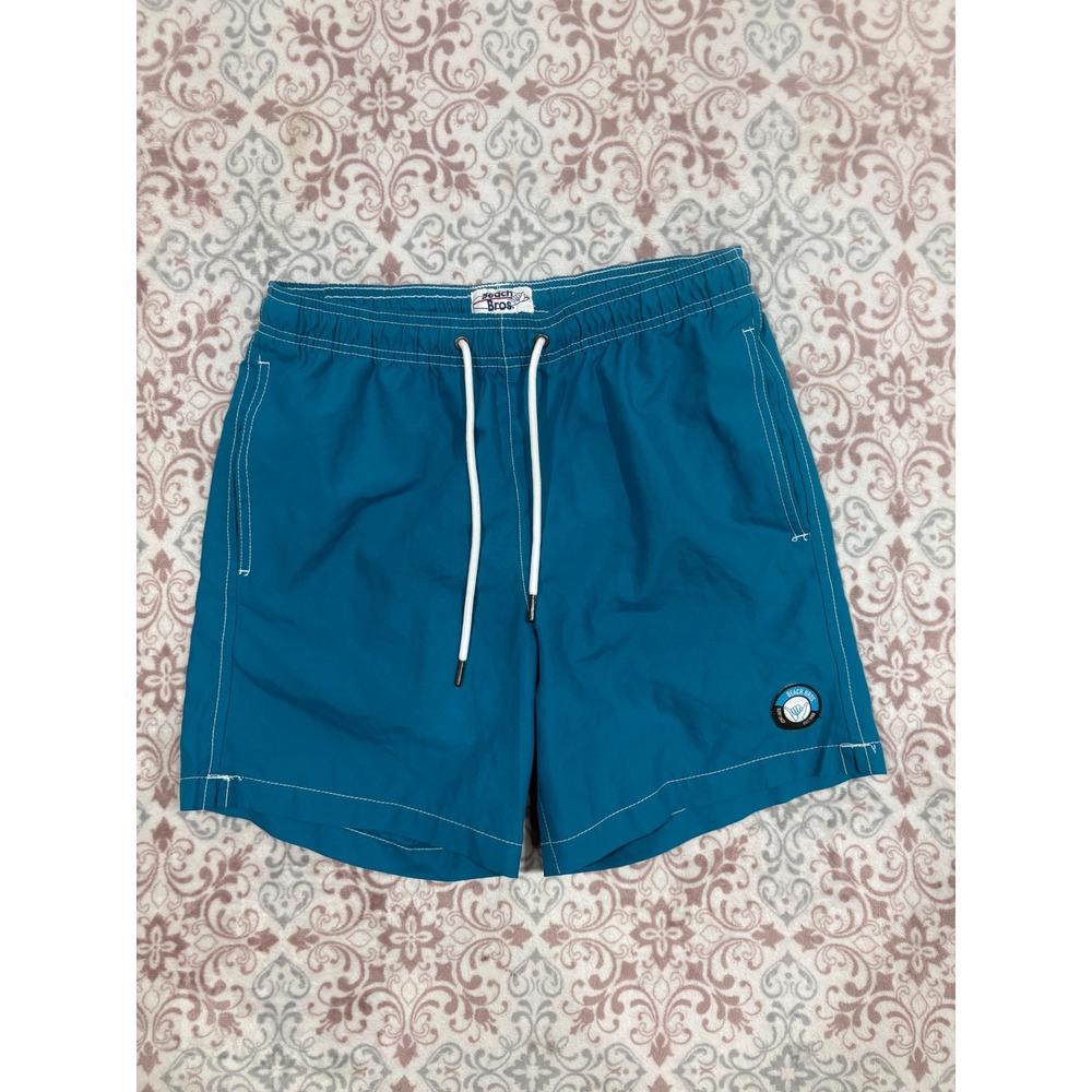 Beach Bros Mens Teal Blue Surf Shop Swim Trunks Mesh Lined Board Shorts Small